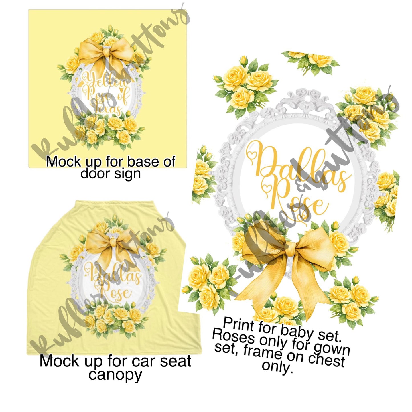 Reserved- gown set, canopy, door hanger. Dallas Rose