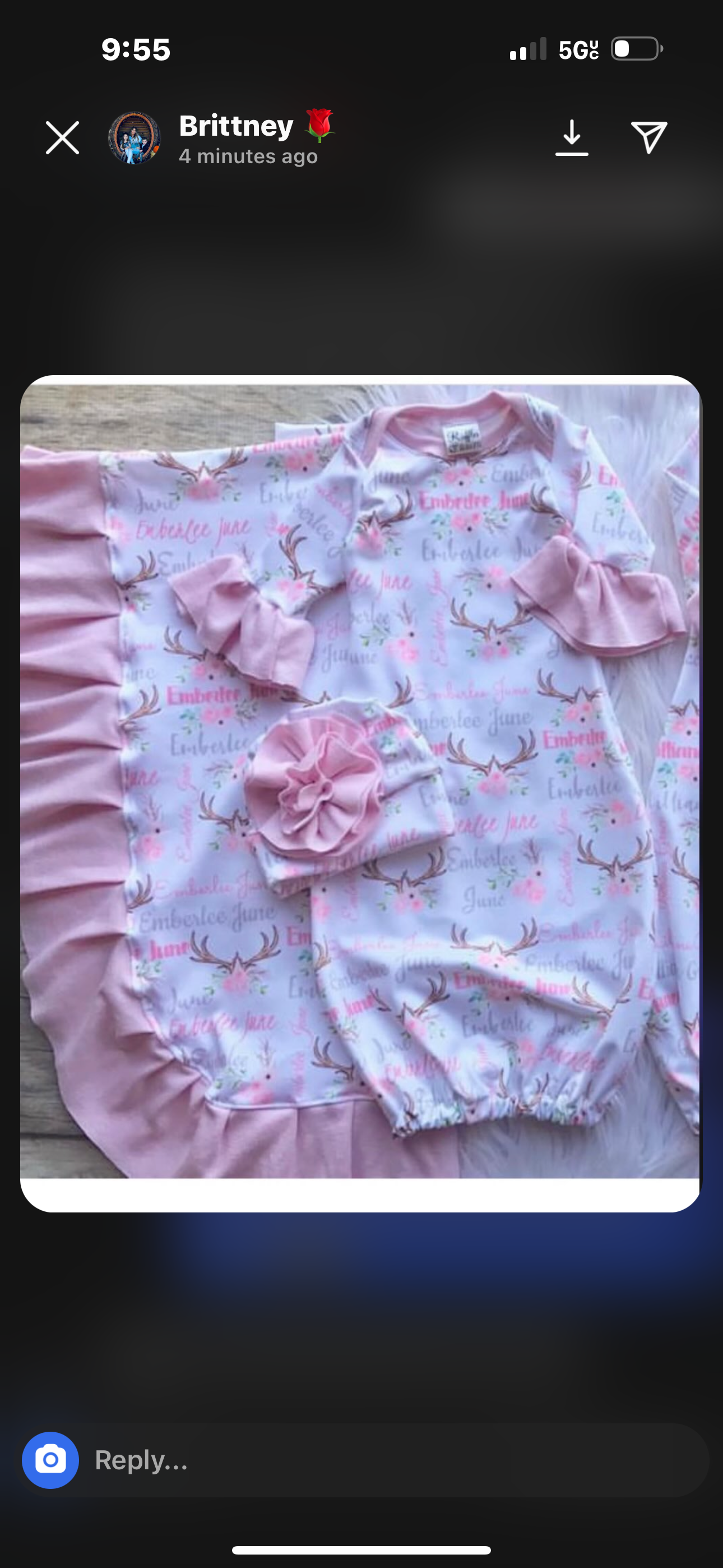 Reserved- gown set and diaper bag Serenity Sakura