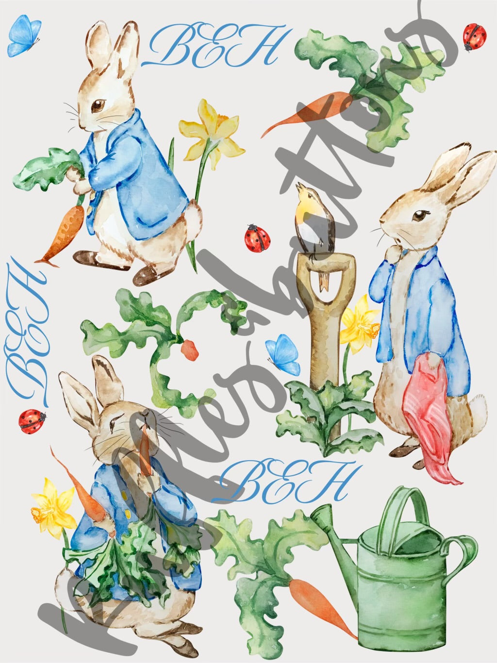 Reserved- gown set with bunny bonnet, dad and brother shirt