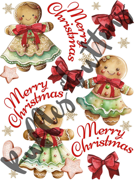 Reserved- night gown robe pant set Christmas gingerbread, new years