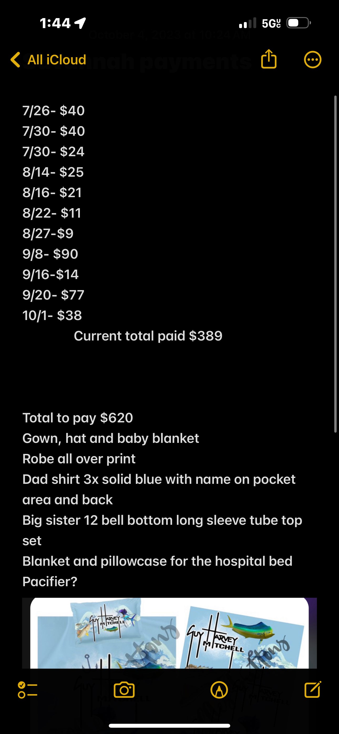 Reserved- payment towards order