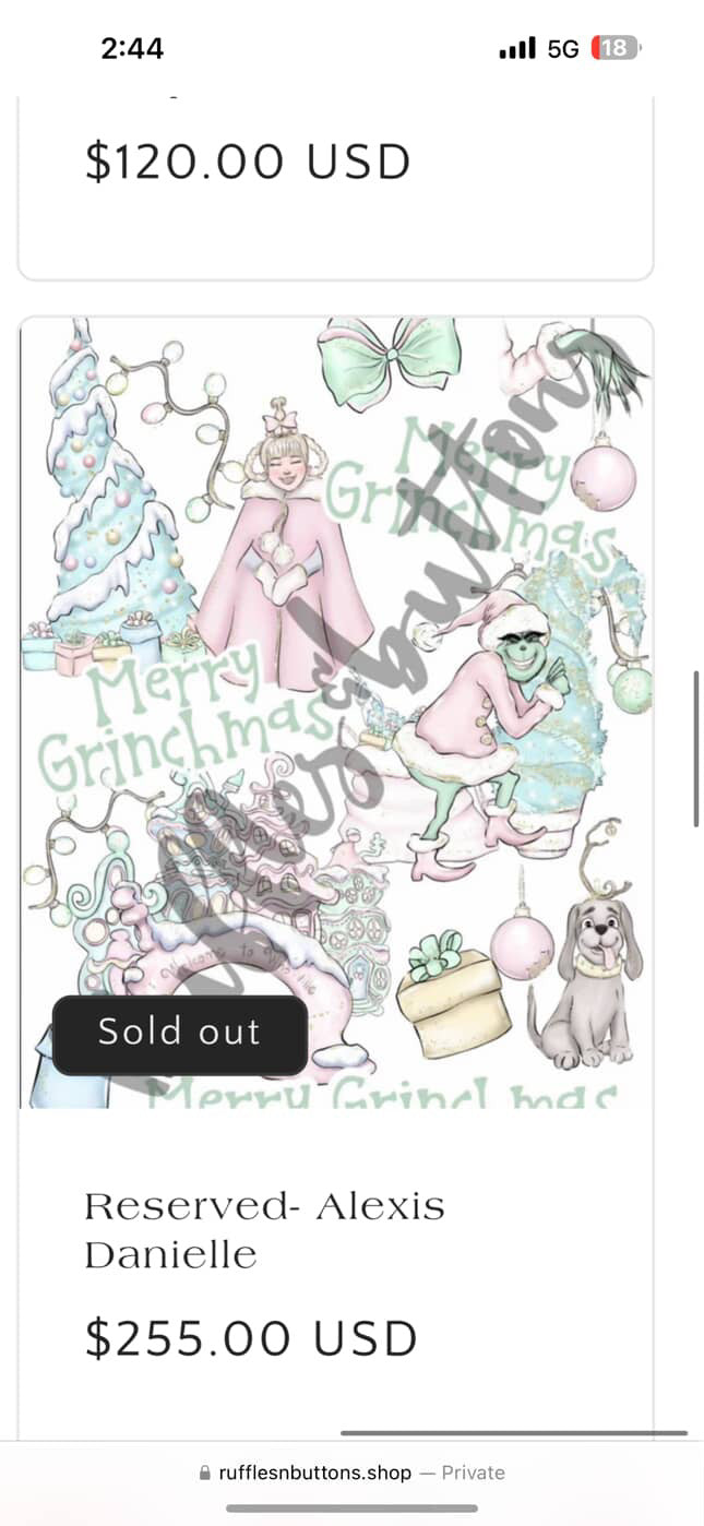 Reserved- Christmas sets