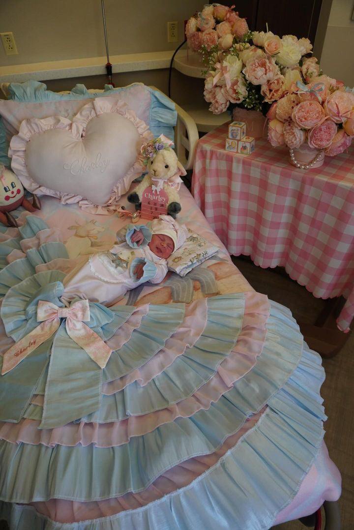 Reserved- gown set and bedding Georgia peach