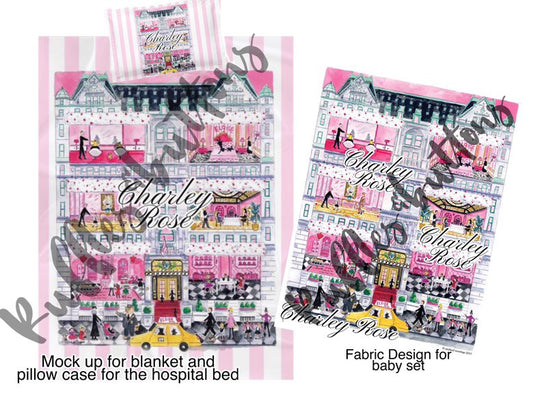 Reserved- swaddle set, striped delivery gown, hospital bedding