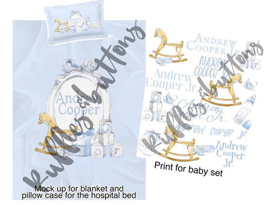Reserved- gown set, robe, hospital bedding, delivery gown, swaddle set, Andrew Cooper