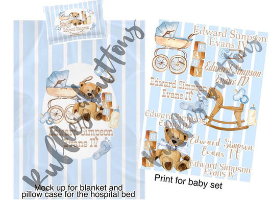 Reserved- swaddle set and hospital bedding Edward