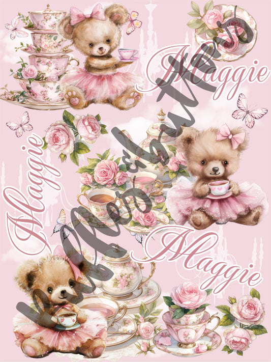 Reserved- gown set and teddy bear Maggie