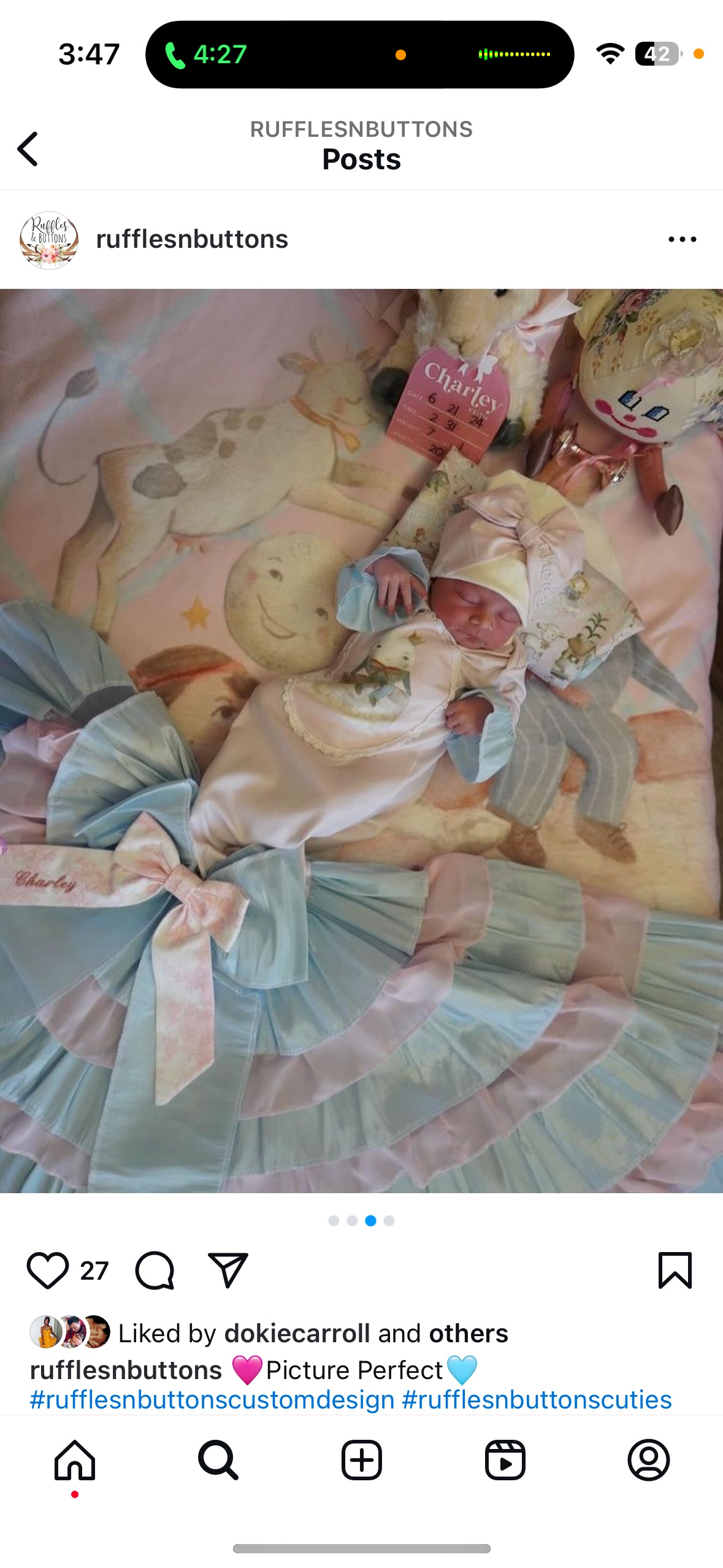 Reserved- gown set and teddy bear Maggie