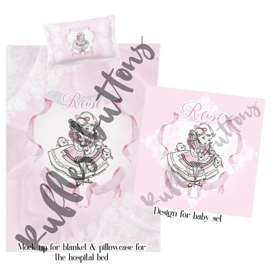 Reserved- cocoon sash hospital set Rose