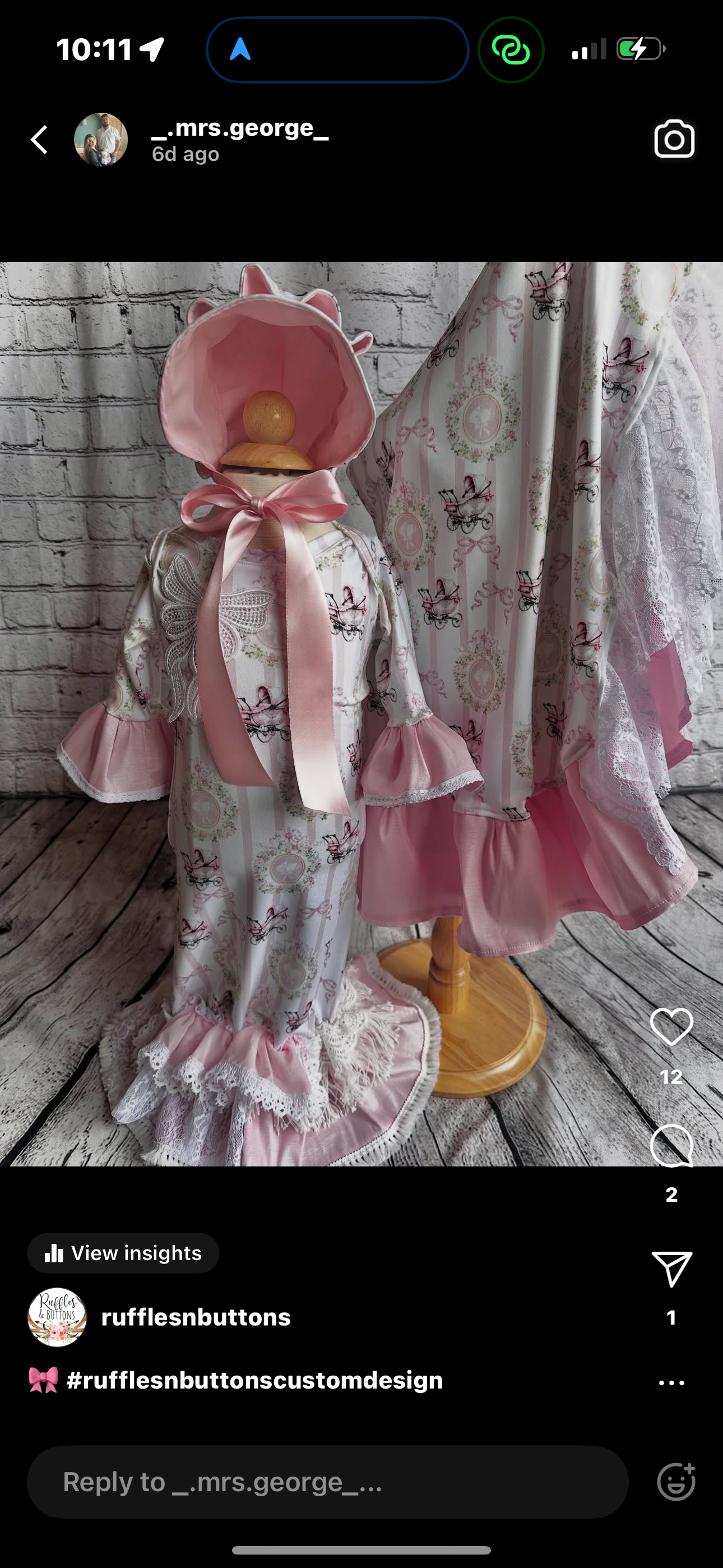 Reserved- gown set, bonnet