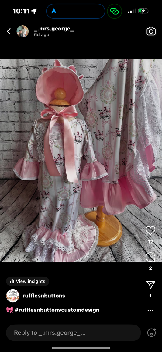 Reserved- gown set, bonnet