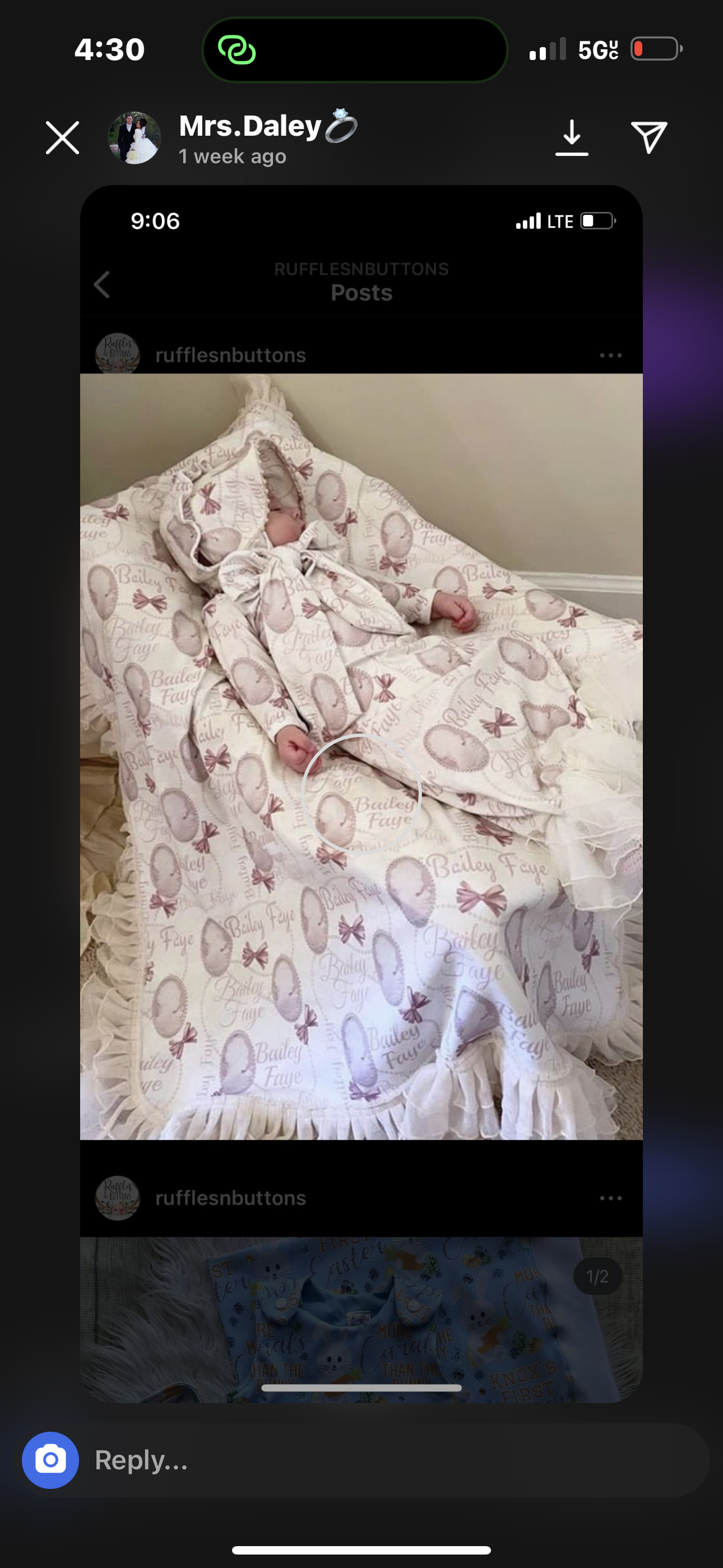 Reserved- gown set and swaddle set