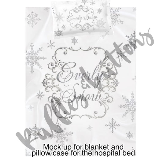Reserved- blanket and pillow case for the hospital bed