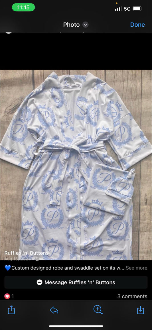 Reserved- Landon, gown set, nightgown hospital bedding, twin big brother pant sets