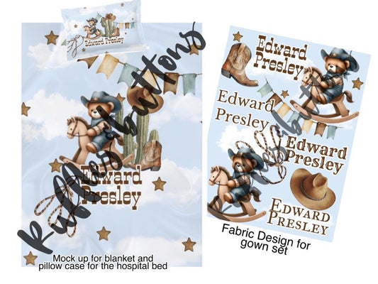 Reserved- gown set, robe and hospital bedding Edward Presley