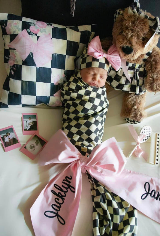 Reserved- swaddle sash set with mint instead of pink